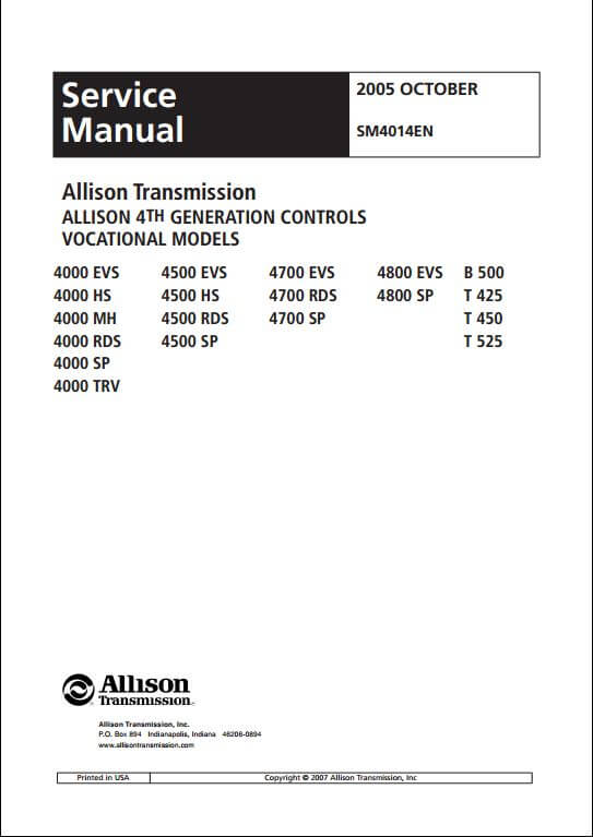 repair manual allison 6000